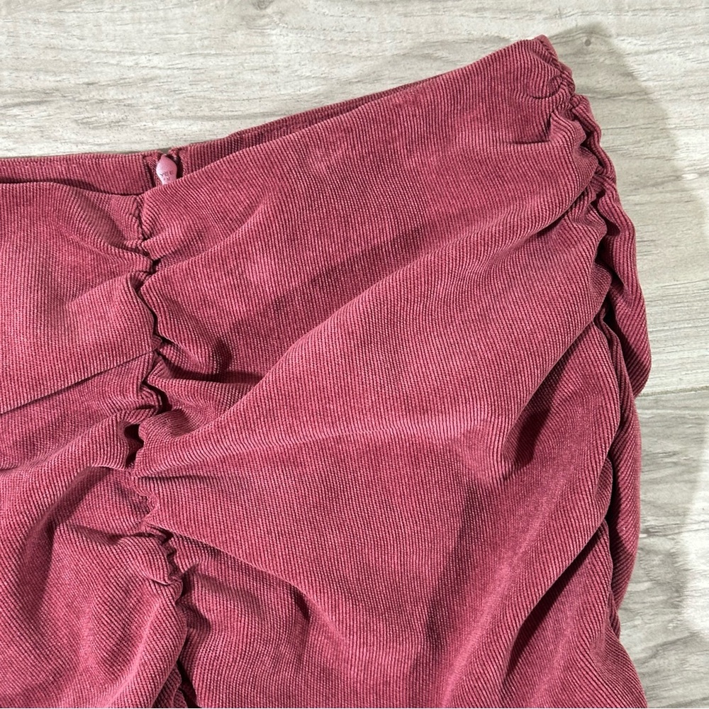 NWT ZARA Muted Burgundy Wine Draped Ruched High Waist Mini Skirt S - Picture 5 of 11